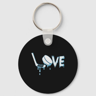 Hockey Ice Cream Drip Boys Ice Hockey Love Youth P Keychain