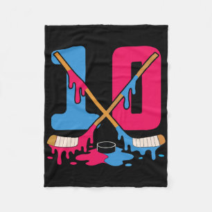 Hockey Ice Drip Birthday 10th Number 10 Double Dig Fleece Blanket