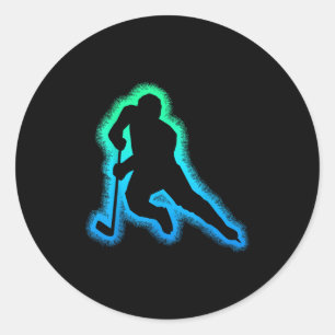 Hockey Ice Hockey Boys Kids Youth , Small, Black Classic Round Sticker