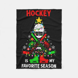 Hockey Is My Favorite Season Christmas Tree Equipm Fleece Blanket