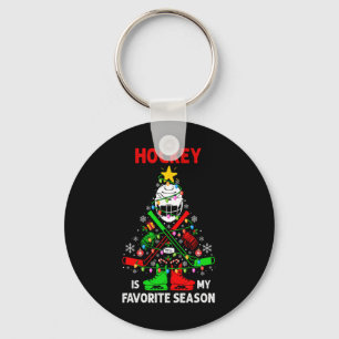 Hockey Is My Favorite Season Christmas Tree Equipm Keychain