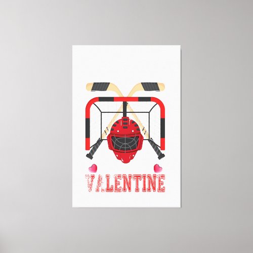 Hockey Is My Valentine Funny Hockey Valentines Day Canvas Print