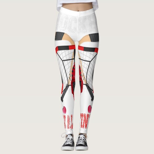 Hockey Is My Valentine Funny Hockey Valentines Day Leggings