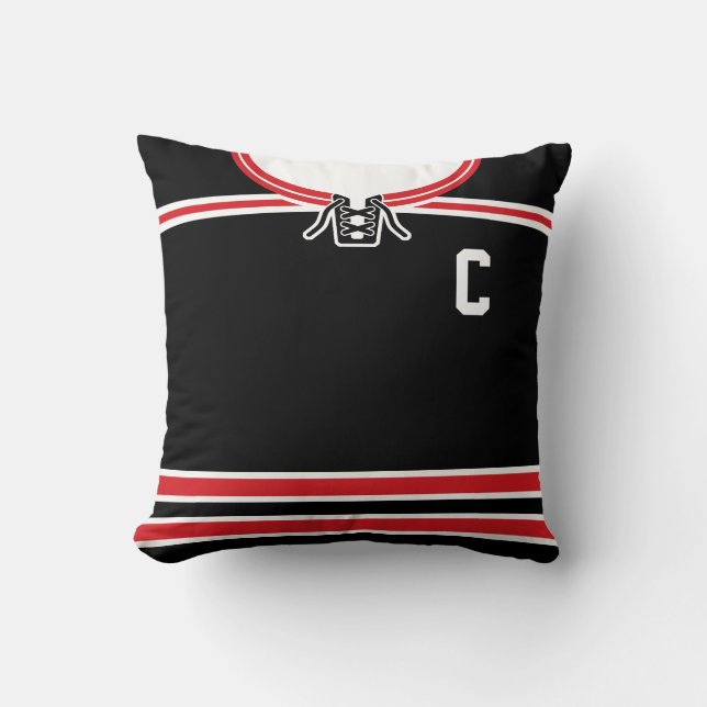 Hockey Jersey Name & Number Template Pillow Blue (Front)