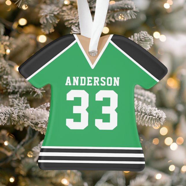 Hockey Jersey Sports Team Uniform Green and Black Ornament (Creator Uploaded)