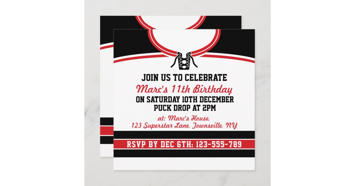 Hockey Jersey Themed Party Invites Template | Zazzle.com