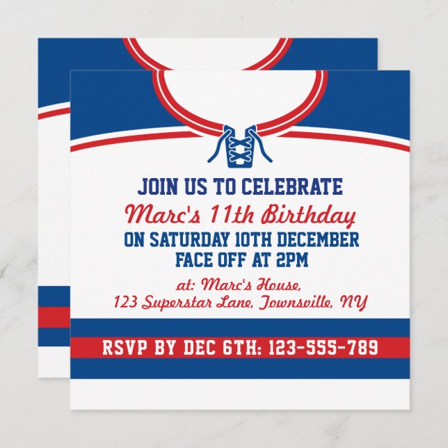 Hockey Jersey Themed Party Invites Template (Front/Back)