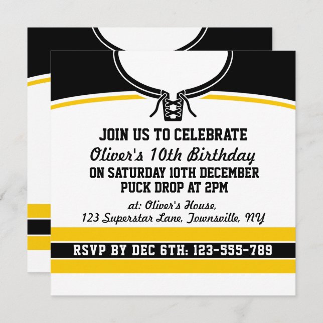Hockey Jersey Themed Party Invites Template (Front/Back)