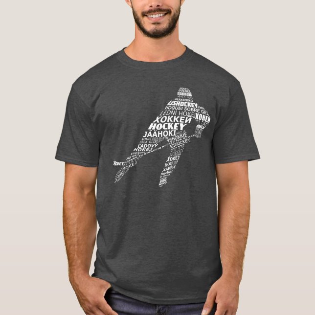 Hockey Languages Text Art T-Shirt, With Back Print T-Shirt (Front)