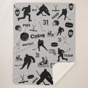 HOCKEY Large Sherpa Blanket Personalized
