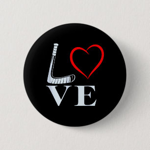 Hockey Love Heart Graphic For Ice Hockey Fans Button