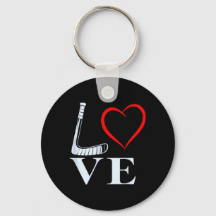 Hockey Love Heart Graphic For Ice Hockey Fans Keychain
