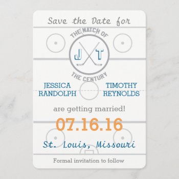 Hockey Love Save The Date Invitation by goskell at Zazzle