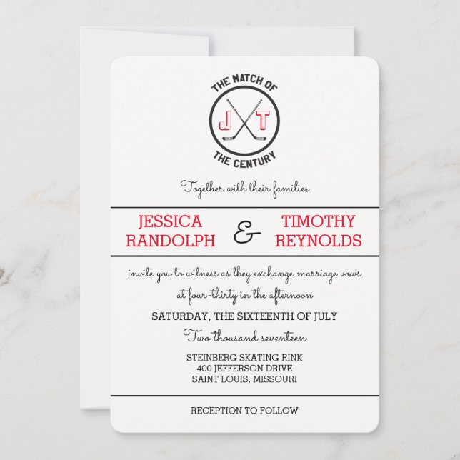 Hockey Love Wedding Invitations (Front)