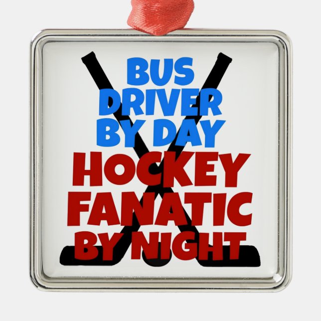 Hockey Lover Bus Driver Metal Ornament (Front)