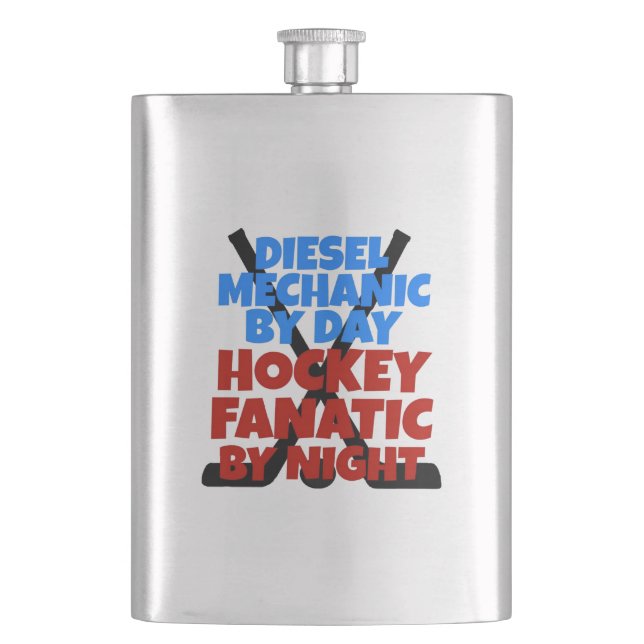 Hockey Lover Diesel Mechanic Flask (Front)