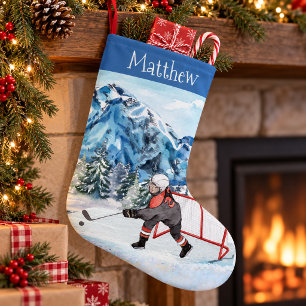 Hockey Lover Snow Personalized Ice Small Christmas Stocking