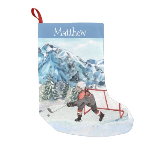 Hockey Lover Snow Personalized Ice  Small Christmas Stocking
