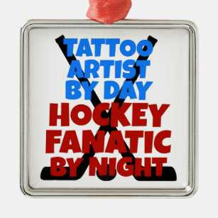 Hockey Lover Tattoo Artist Metal Ornament