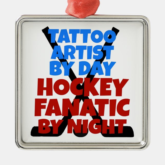 Hockey Lover Tattoo Artist Metal Ornament (Front)