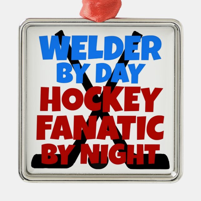 Hockey Lover Welder Metal Ornament (Front)