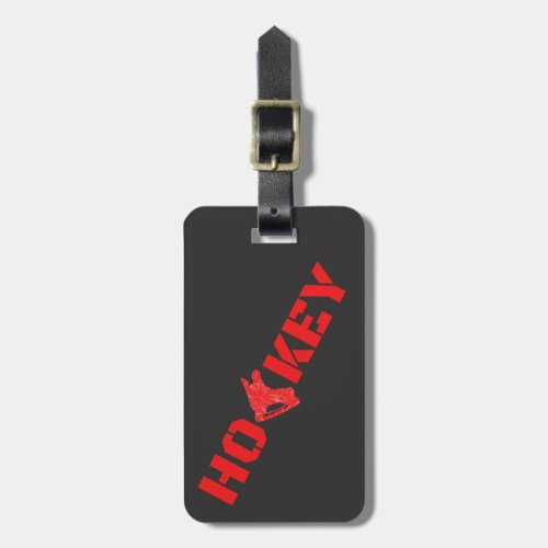 Hockey luggage tag _ Red and black