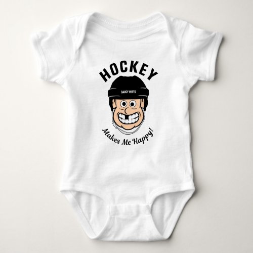 Hockey Makes Me Happy Funny Hockey Player Baby Bodysuit