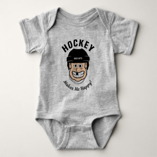 Hockey Makes Me Happy Funny Hockey Player Baby Bodysuit