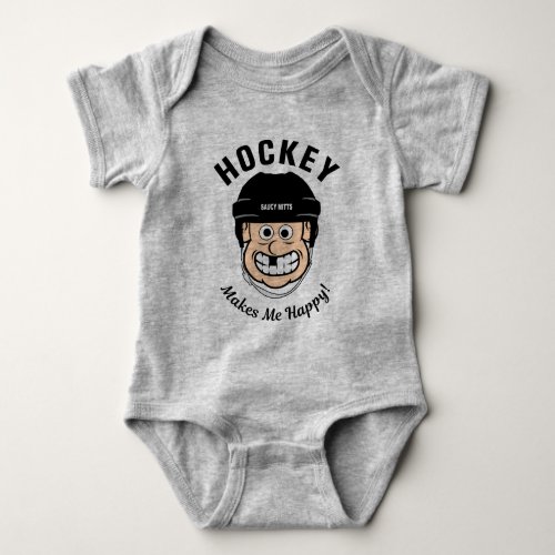 Hockey Makes Me Happy Funny Hockey Player Baby Bodysuit