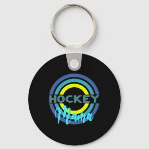Hockey Mama With Modern Hockey Circles Keychain
