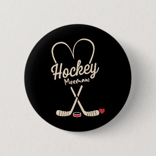 Hockey Meemaw Heart Hockey Player Button