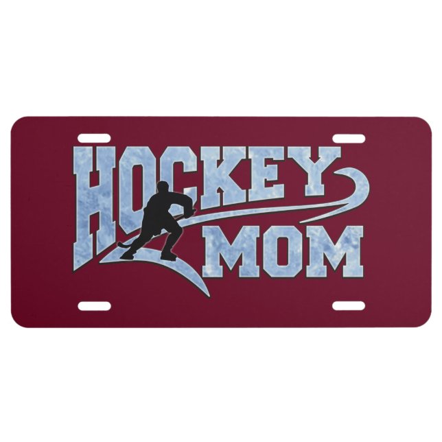 Hockey Mom Athletic Tail License Plate (Front)