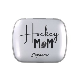 Hockey Mom Candy Tin calligraphy black