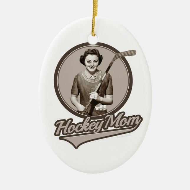 Hockey Mom Ceramic Ornament (Front)