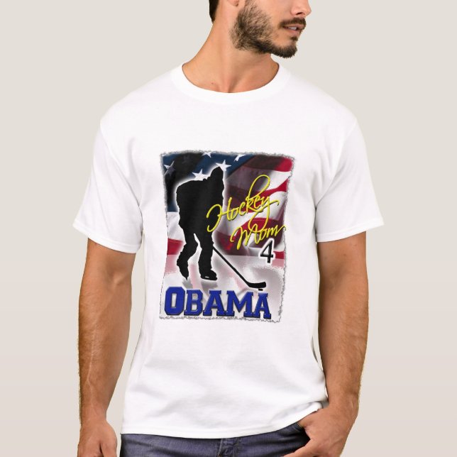Hockey Mom for Barack Obama, Vote 2008 Elections T-Shirt (Front)