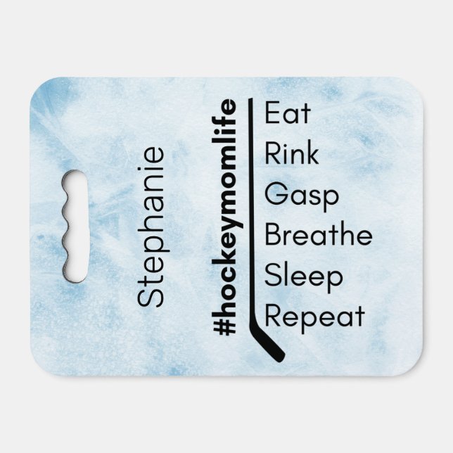 Hockey mom gear rink seat cushion life repeat blue (Front Horizontal)