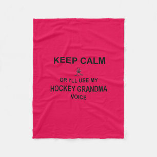 Hockey Mom - Grandma Keep Calm Crown Blanket