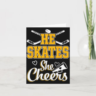 Hockey Mom He Skates She Cheers Game Day Card