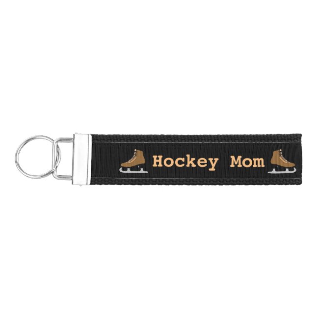 Hockey Mom Ice Skates Sports Wrist Keychain