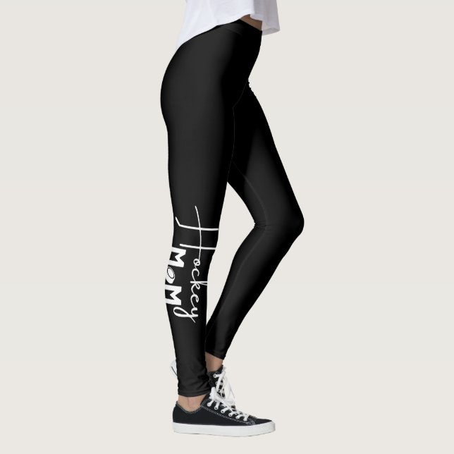 Hockey mom leggings calligraphy elegant (Right)