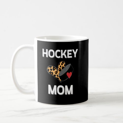 Hockey Mom Leopard Heart   Game Day Cheetah Hockey Coffee Mug