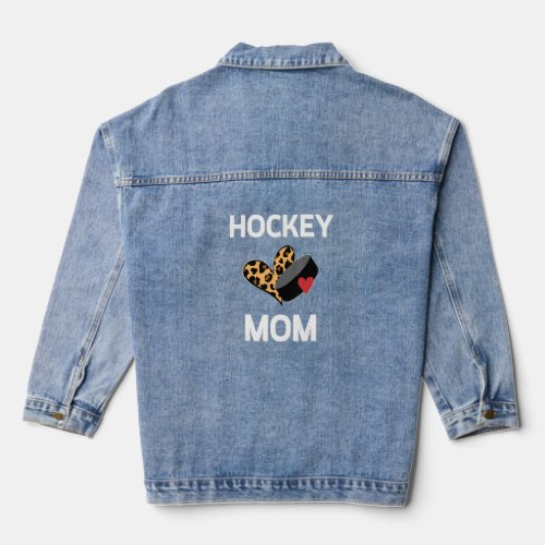 Hockey Mom Leopard Heart   Game Day Cheetah Hockey Denim Jacket