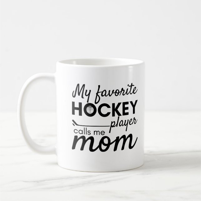 Hockey mom mug favorite player black (Left)