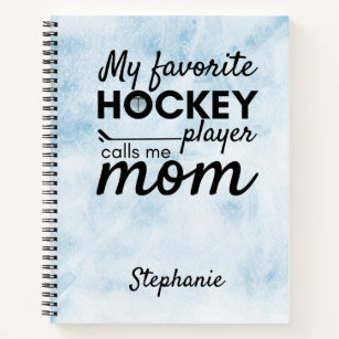 Hockey mom notebook favorite player blue ice