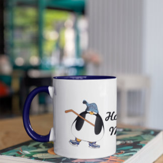 Hockey Mom Penguin with Hockey Stick Mug