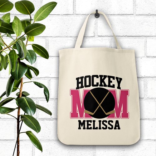 Hockey Mom Personalized PINK Tote Bag