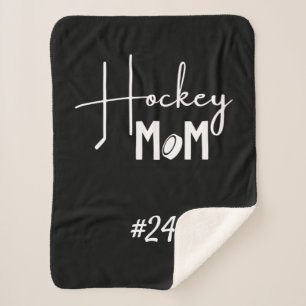 Hockey mom rink gear blanket calligraphy black