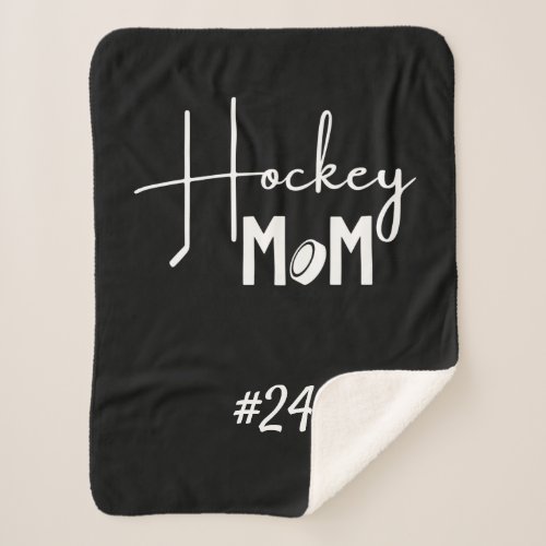 Hockey mom rink gear blanket calligraphy black