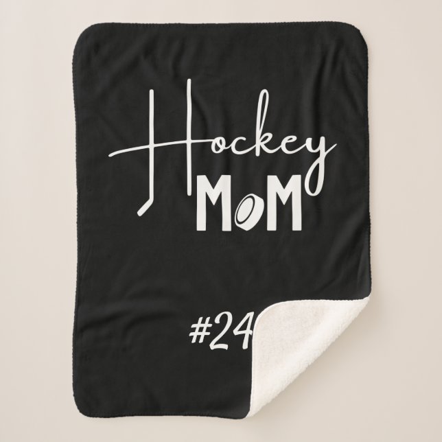 Hockey mom rink gear blanket calligraphy black (Front)