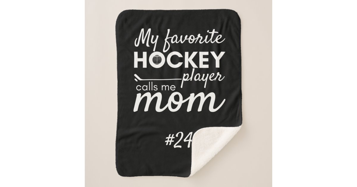 Hockey mom rink gear blanket favorite player black Zazzle